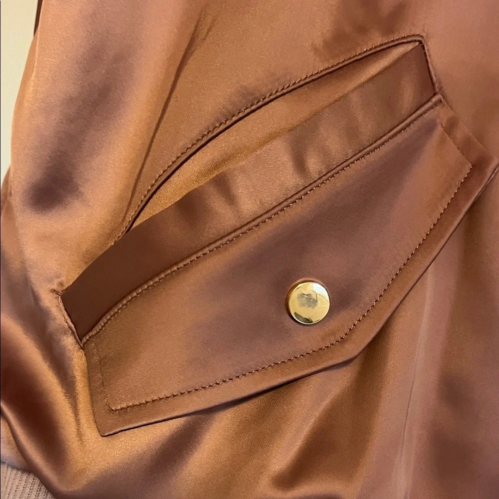 Satiny Dusty Pink Bomber Jacket - Picture 5 of 11